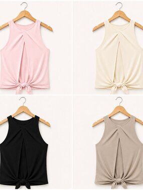 Carbon38 XS Knotted Back Open Slit Tank Tops